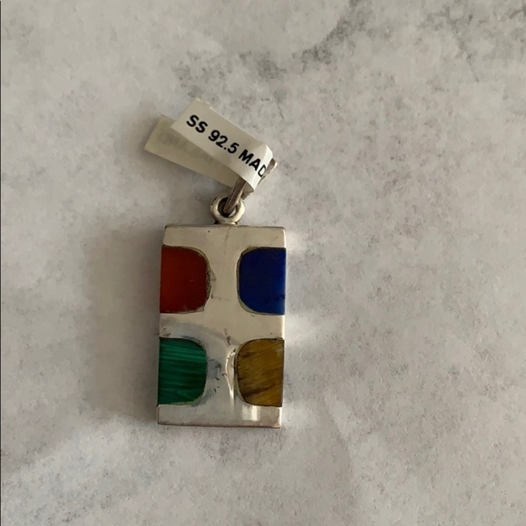 Colorful Silver Rectangle Pendant - Picture 1 of 5